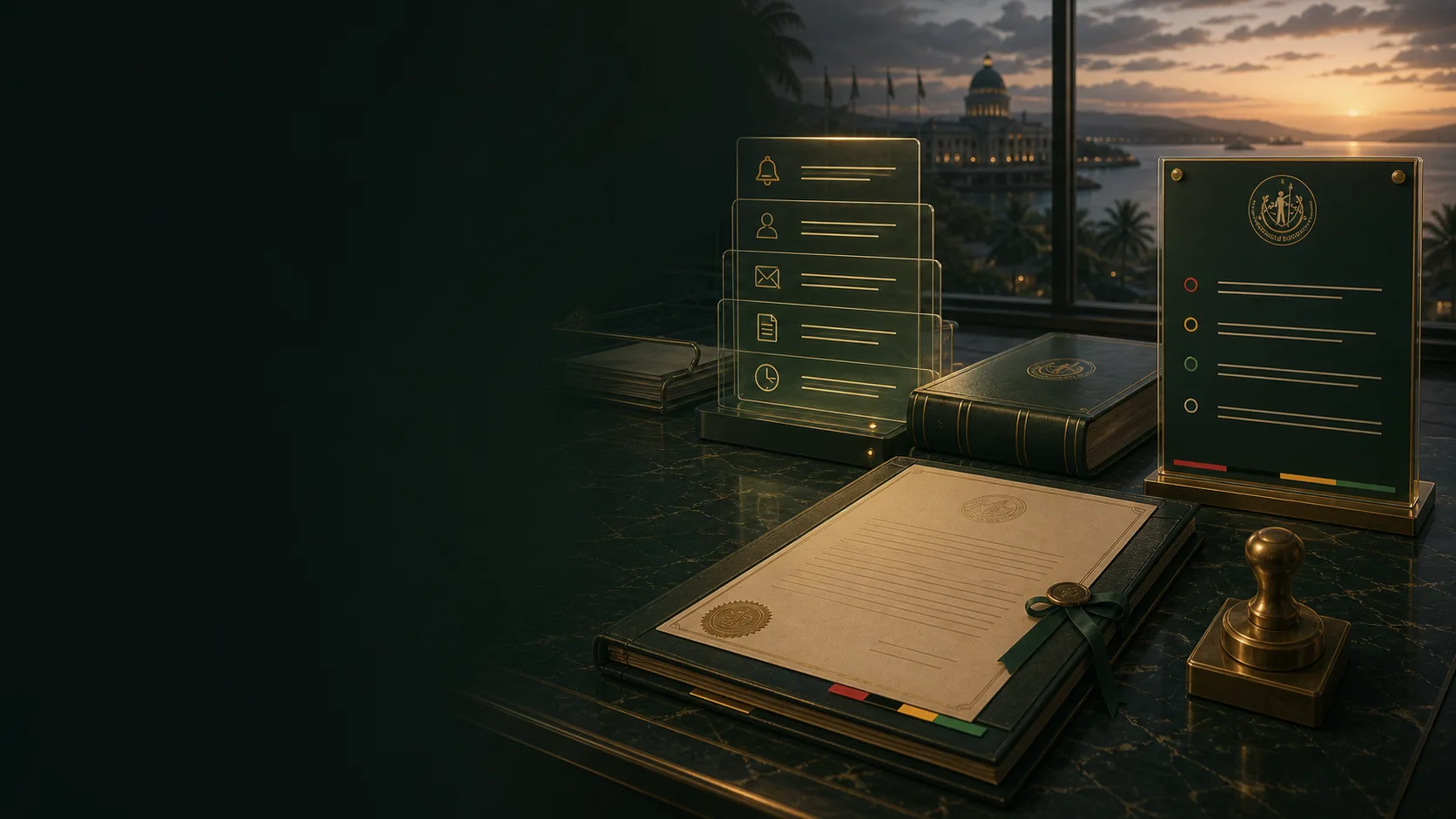 Official Gazette opening notice and secure National Status register visual