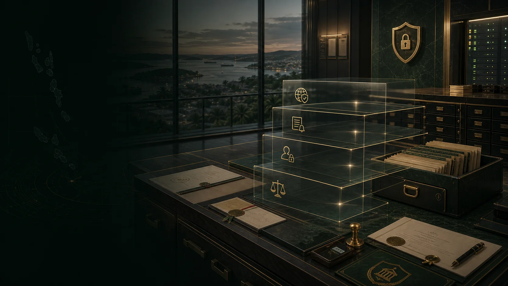 Secure government records chamber visual for privacy and statutory data protection
